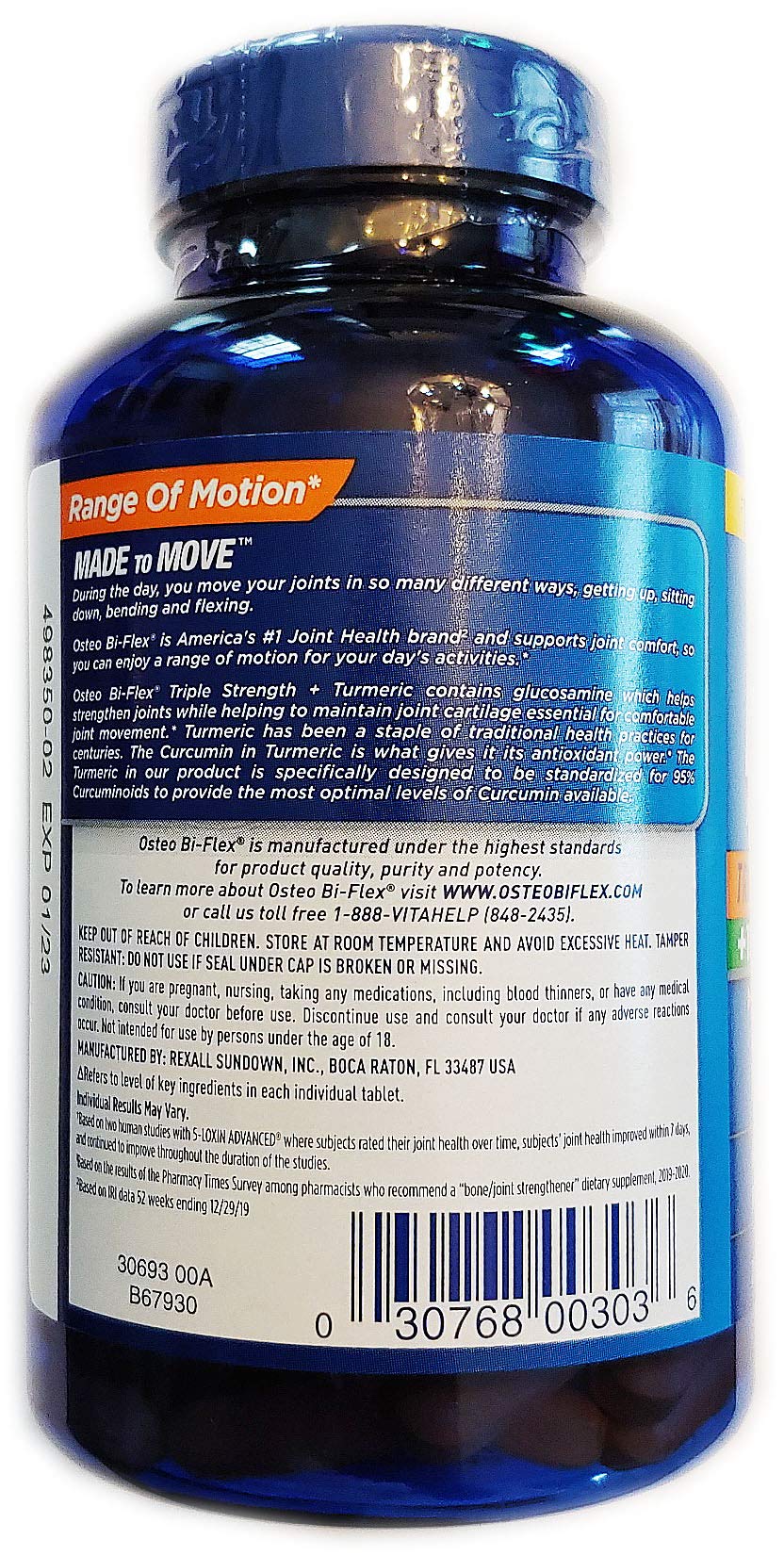 Osteo Bi-Flex Triple Strength + Turmeric (200 Tablets) โ Glucosamine HCI & Curcumin for Joint Support