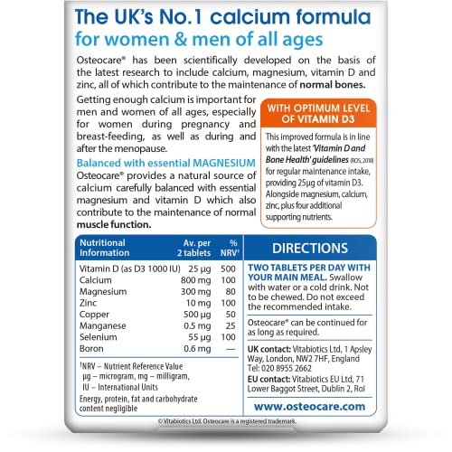 Osteocare Original Bone Health Formula, 0.187 kg โ Calcium & Vitamin D Supplement