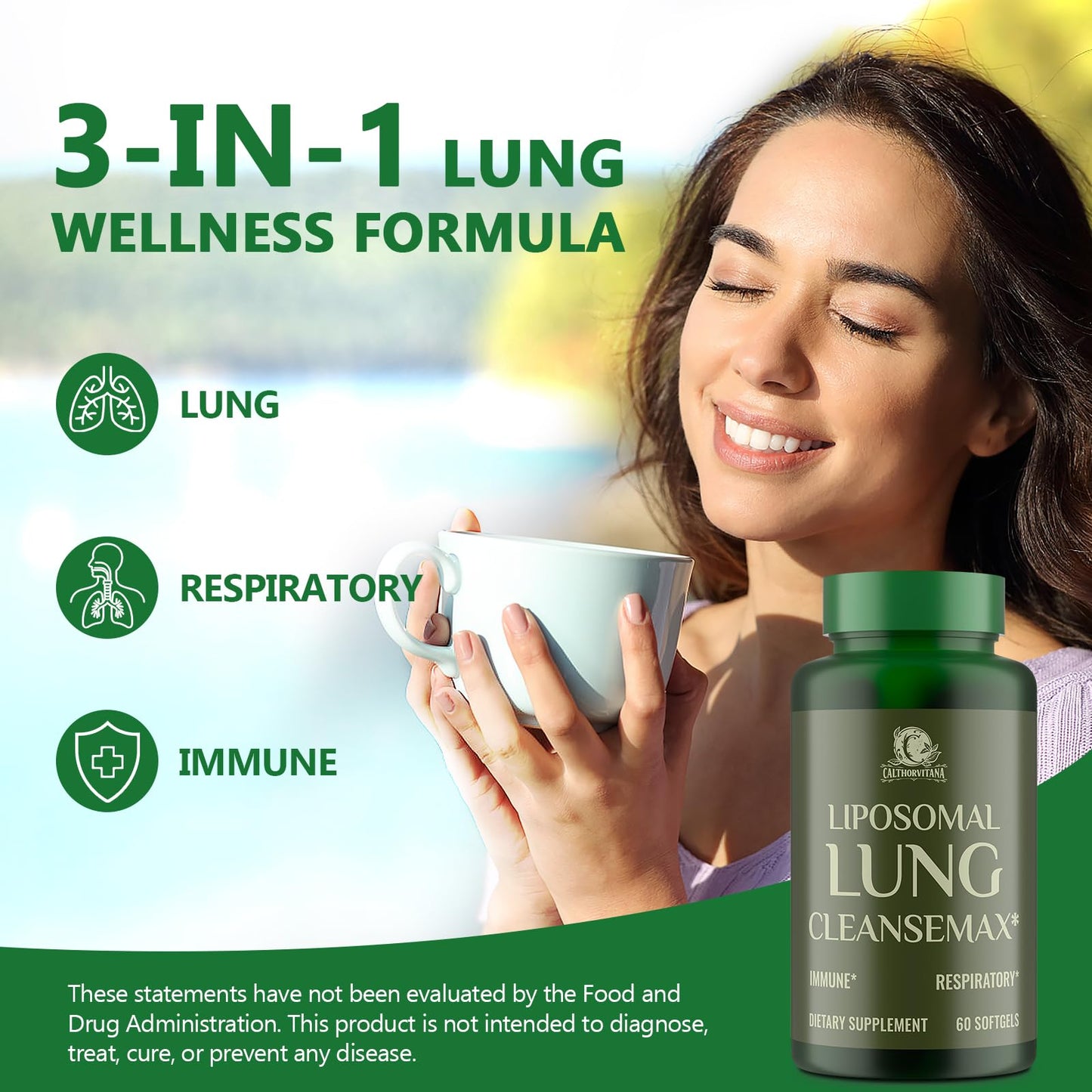 Liposomal Lung Cleansemax Supplement โ Mullein Leaf & Elderberry, Quercetin + 13 Herbs & Vitamins | 120 Capsules