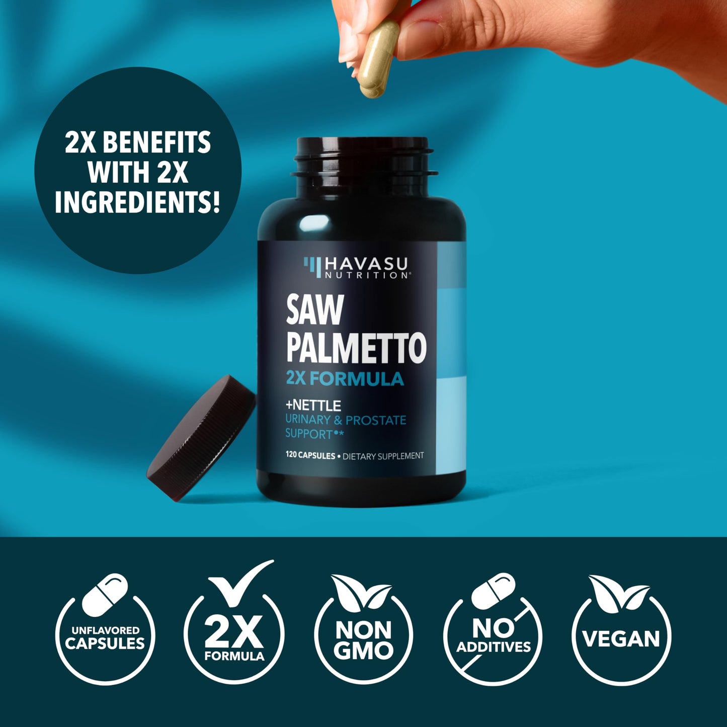 Saw Palmetto with Stinging Nettle - 2X Prostate Support (120 Count)