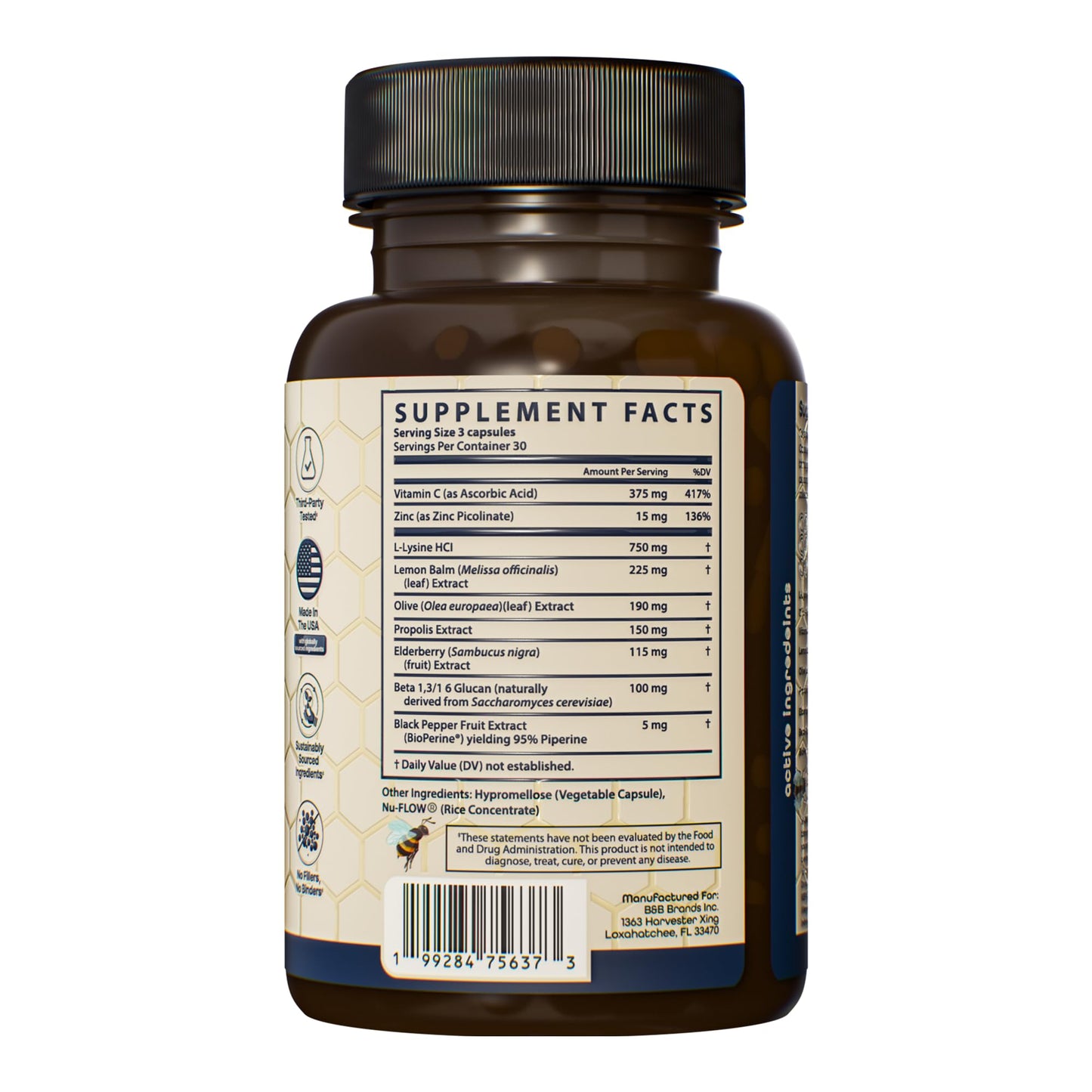 Samara 888 L Lysine Cold Sore Support โ Herbal Immune Boost with Zinc & Olive Leaf, 90 Capsules