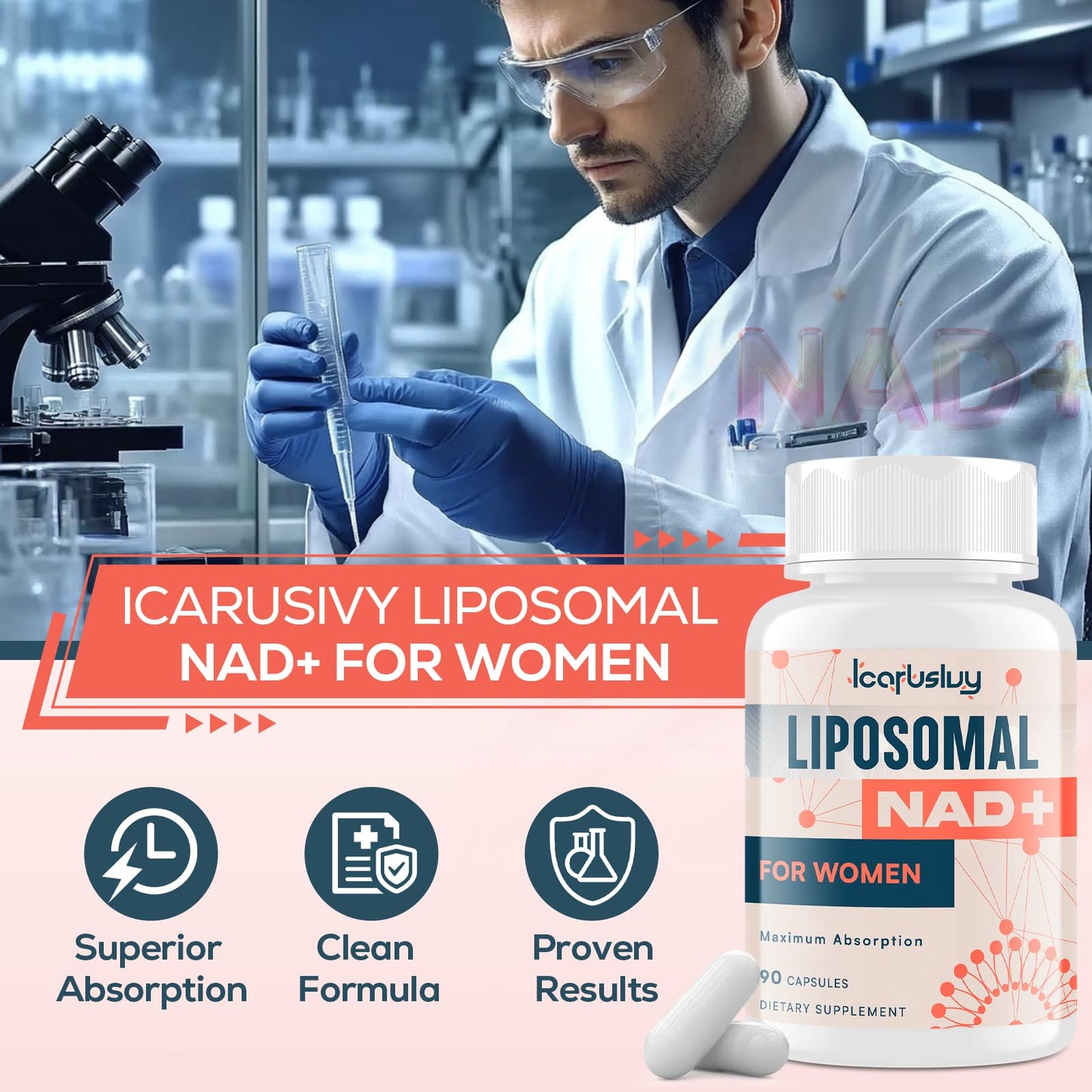 2000mg NAD Supplements for Women โ Liposomal NAD+ with Ashwagandha, Berberine, Ginkgo & Black Cohosh | 90 Capsules