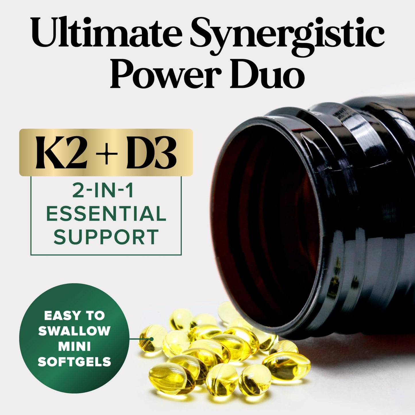 Vitamin D3 K2 5000 IU Plus MK-7 100 mcg โ Bone, Immune & Heart Health | 120 Softgels