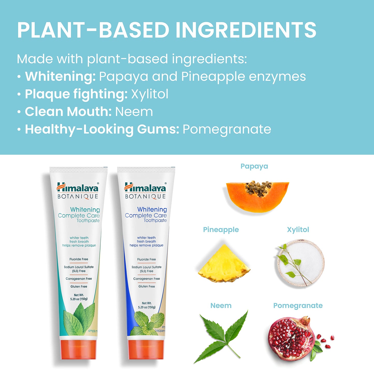 Himalaya Botanique Whitening Complete Care Toothpaste โ Mint & Peppermint, Fluoride-Free