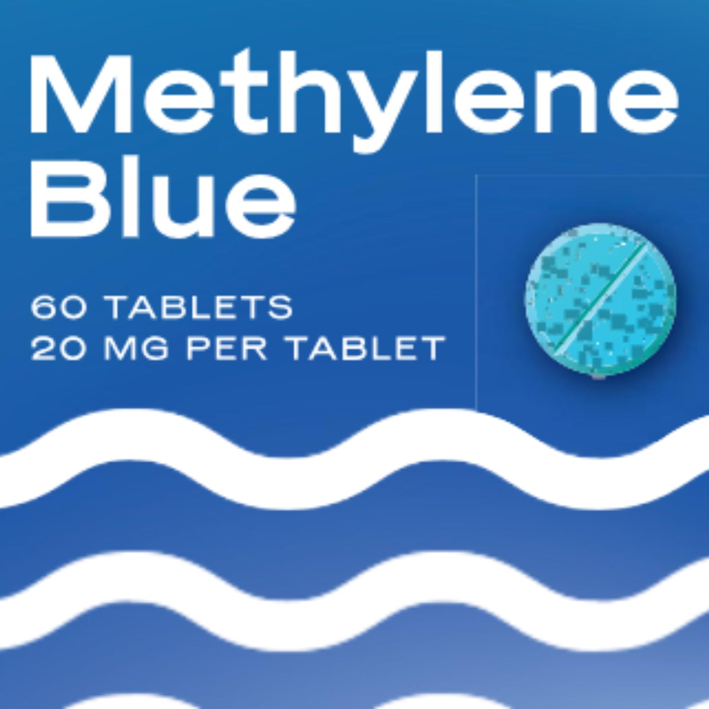 Methylene Blue 20mg Tablets โ USP Grade, Scored & Unflavored, 60 Count