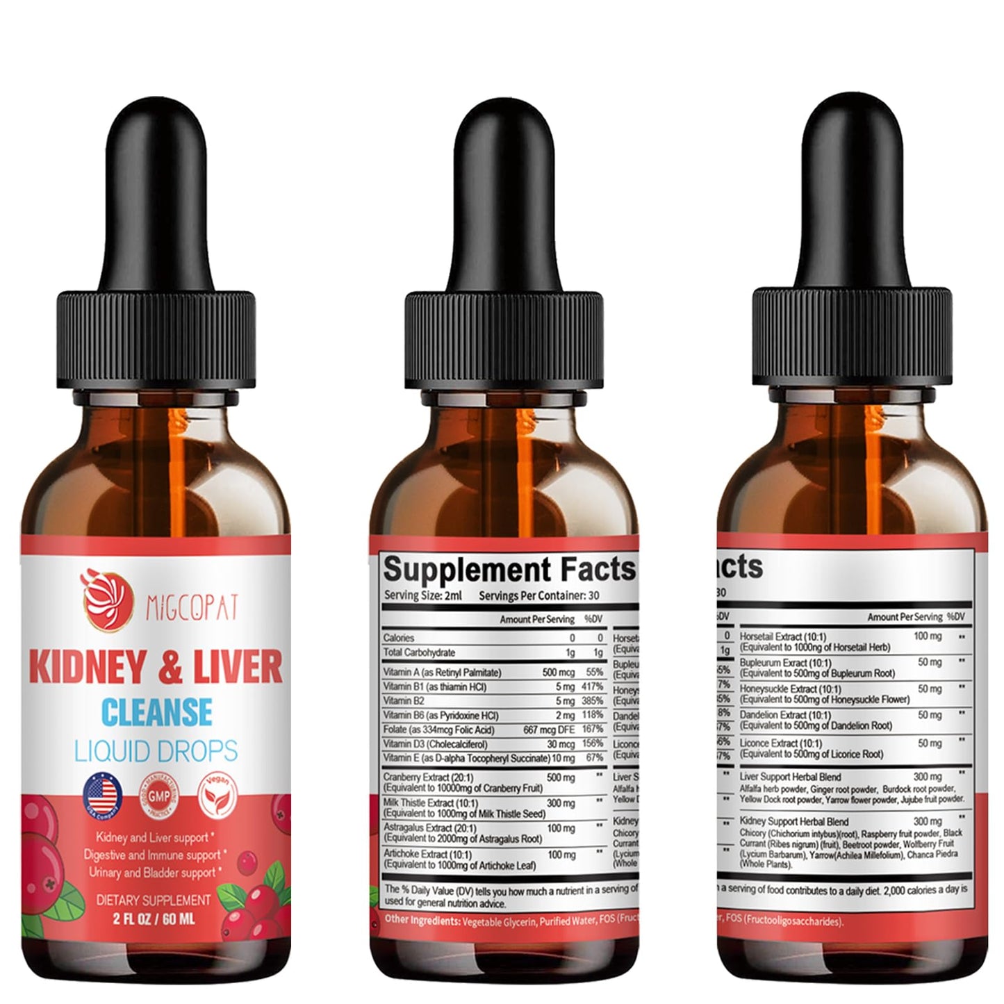 Kidney & Liver Cleanse Detox & Repair Drops โ 2 Pack (60ml Each) | Cranberry & Milk Thistle