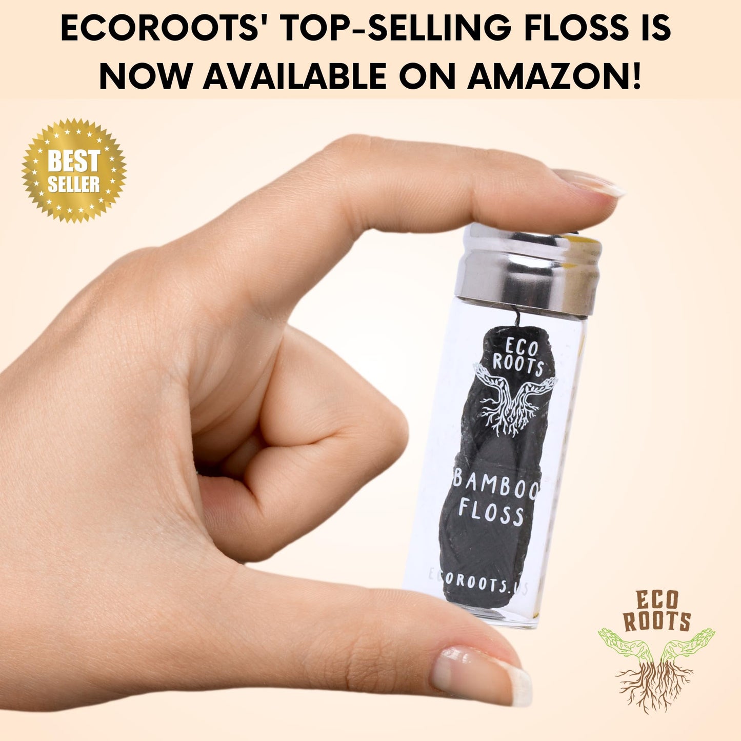 Natural Bamboo Dental Floss โ Refillable Glass Jar + 3 Biodegradable Refills (33 yds) โ Eco-Friendly, Vegan, Zero Waste