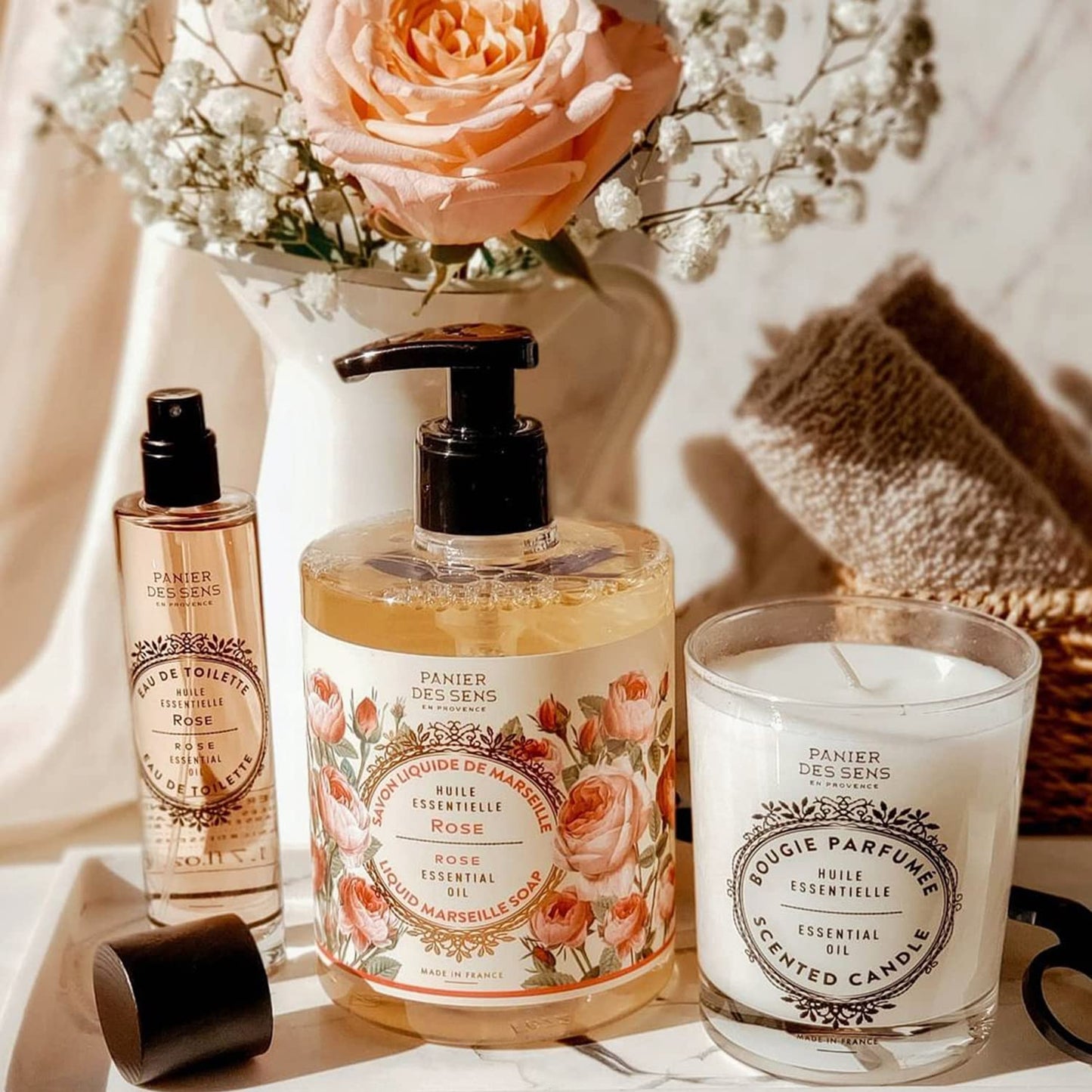 Panier des Sens Rose Candle โ Hand-Poured in Provence, 55h Burn Time