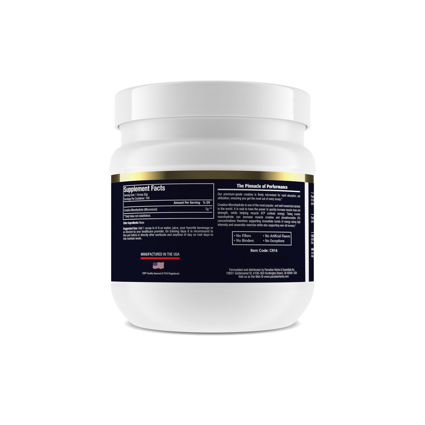 Paradise Creatine Monohydrate Powder โ Micronized for Enhanced Absorption, 500g, 100 Servings