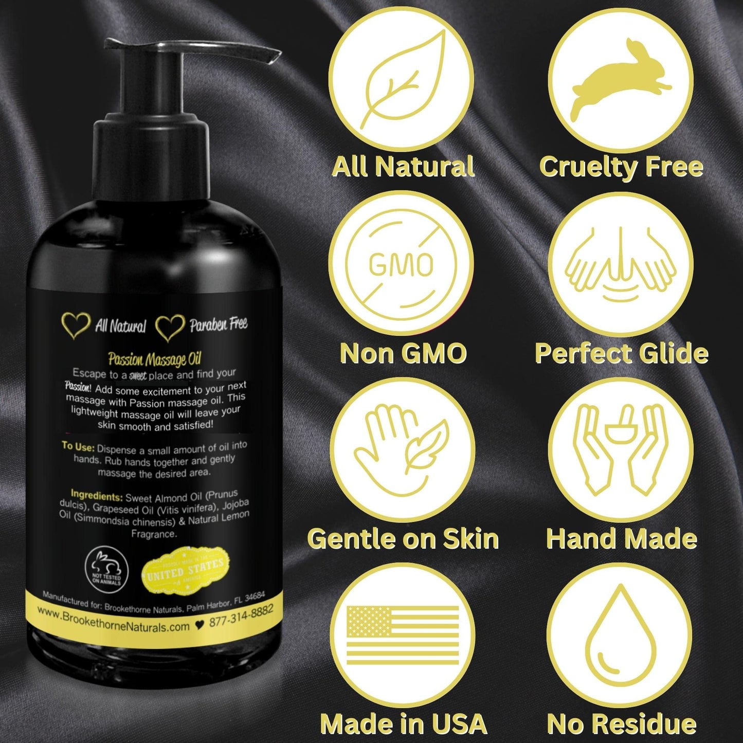 Passion Massage Oil for Date Night – Set of 2 (Tropical Paradise & Lemon Crème) | All Natural with Almond & Jojoba