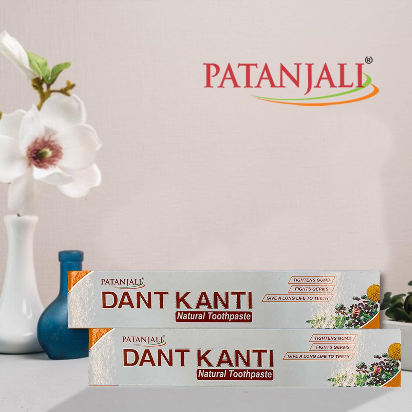 Patanjali Dant Kanti Natural Toothpaste 100gm / 3.38 fl oz โ Pack of 10 | Herbal Toothpaste