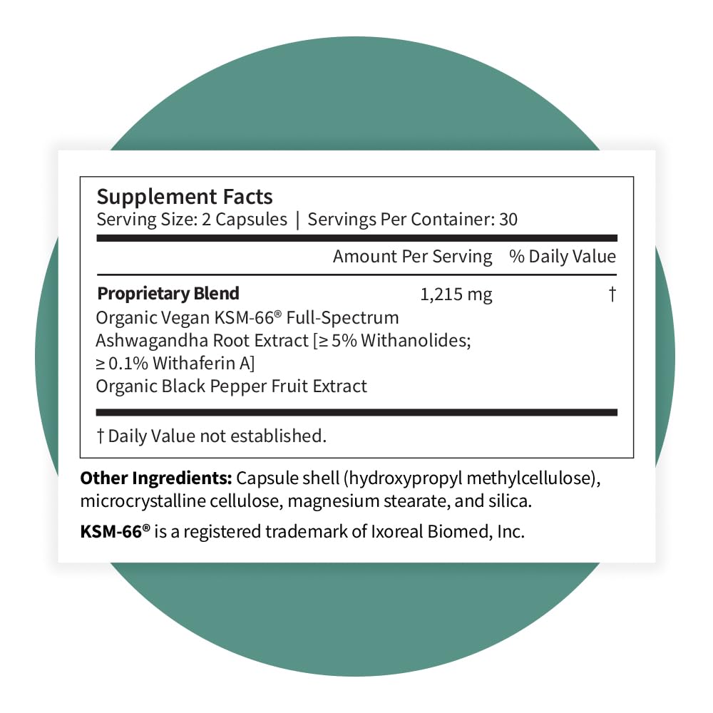 Pattern Wellness Ashwagandha Complex β Organic KSM-66 & Black Pepper for Stress & Energy