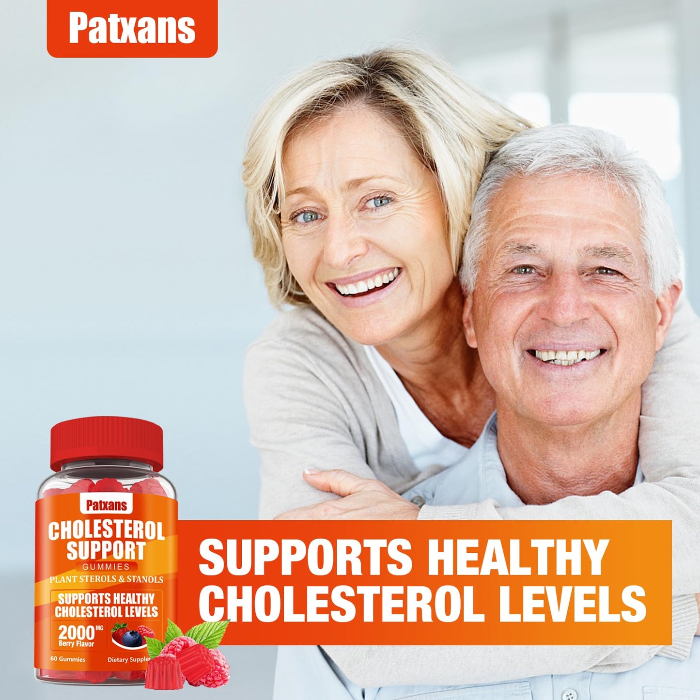Patxans 1 Pack Cholesterol Support Gummies โ 2000mg Plant Sterols & Stanols | Cholesterol Support, Mixed Berry, 60 Count