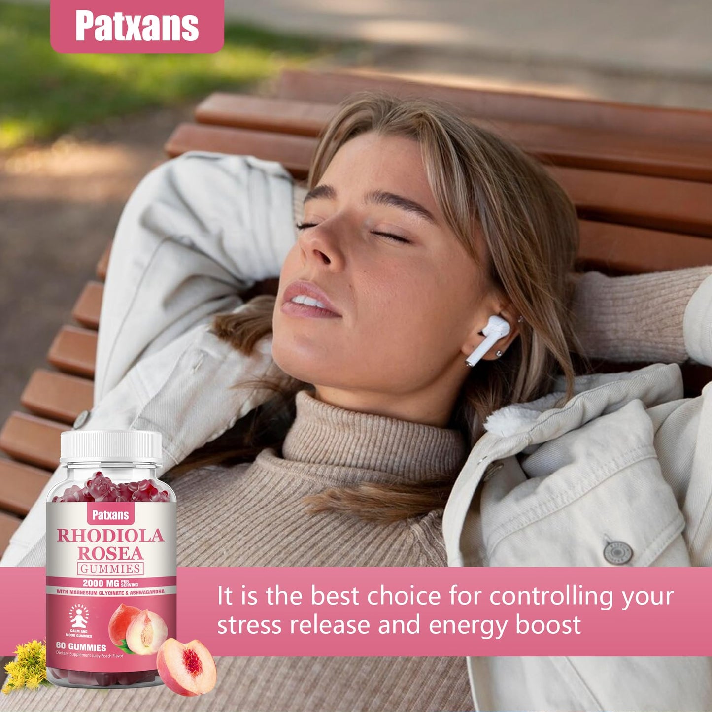 1 Pack 2000MG Rhodiola Rosea Gummies โ Endurance, Mood & Stress Support | Patxans