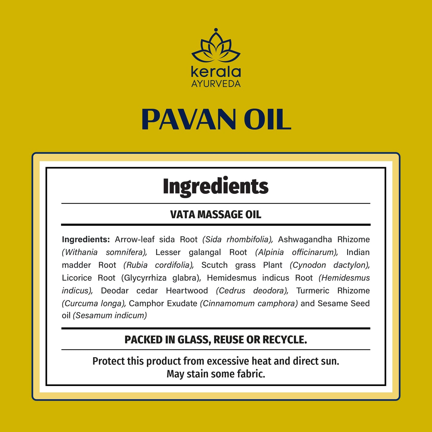 Kerala Ayurveda Everyday Herbal Massage Oil โ Pavan Oil 6.8 fl oz