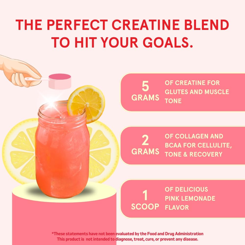 Peach Perfect Creatine for Women โ Glute Muscle Support, Pink Lemonade