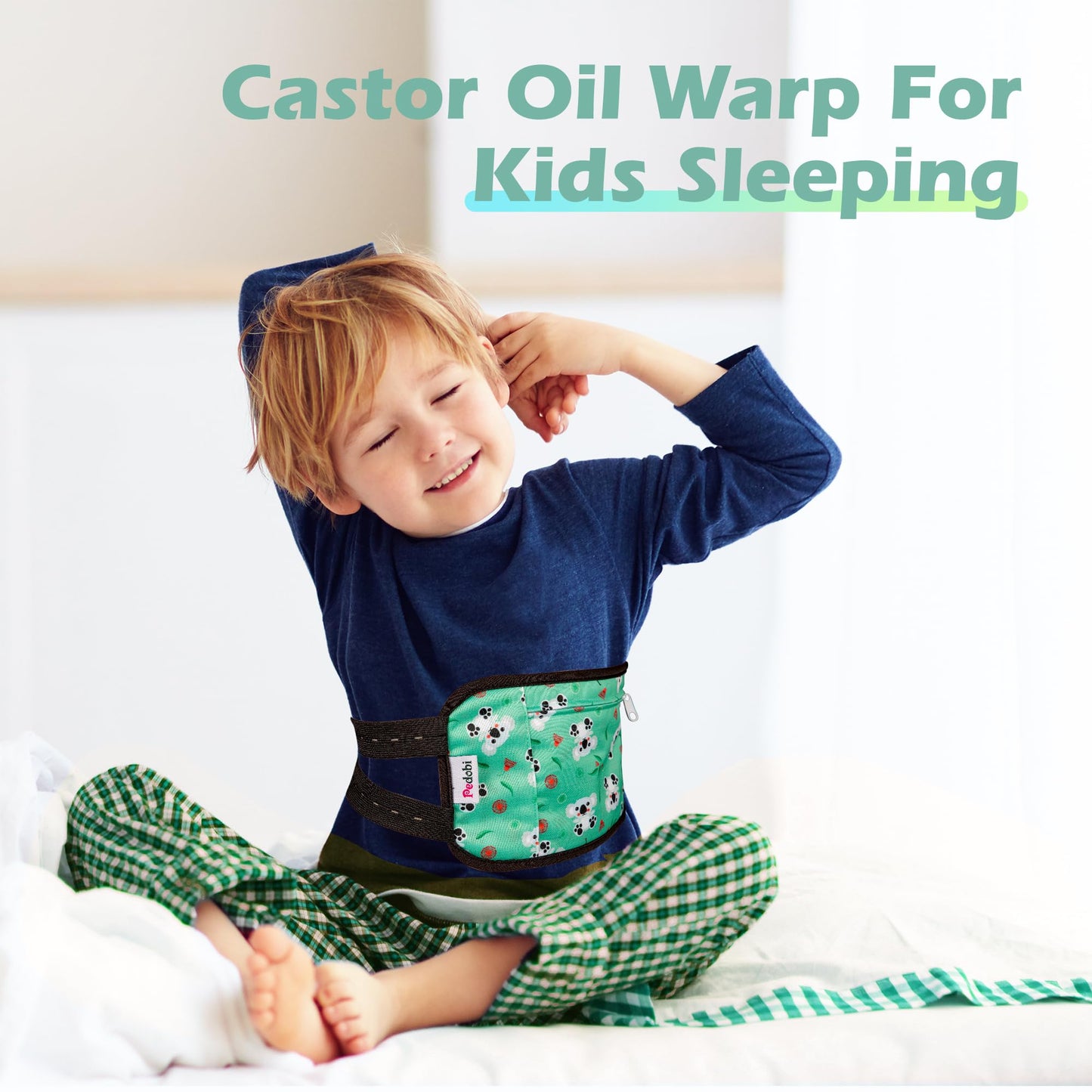Pedobi 2 Pack Castor Oil Pack Wraps for Kids โ Reusable Organic Cotton Pads with Adjustable Straps