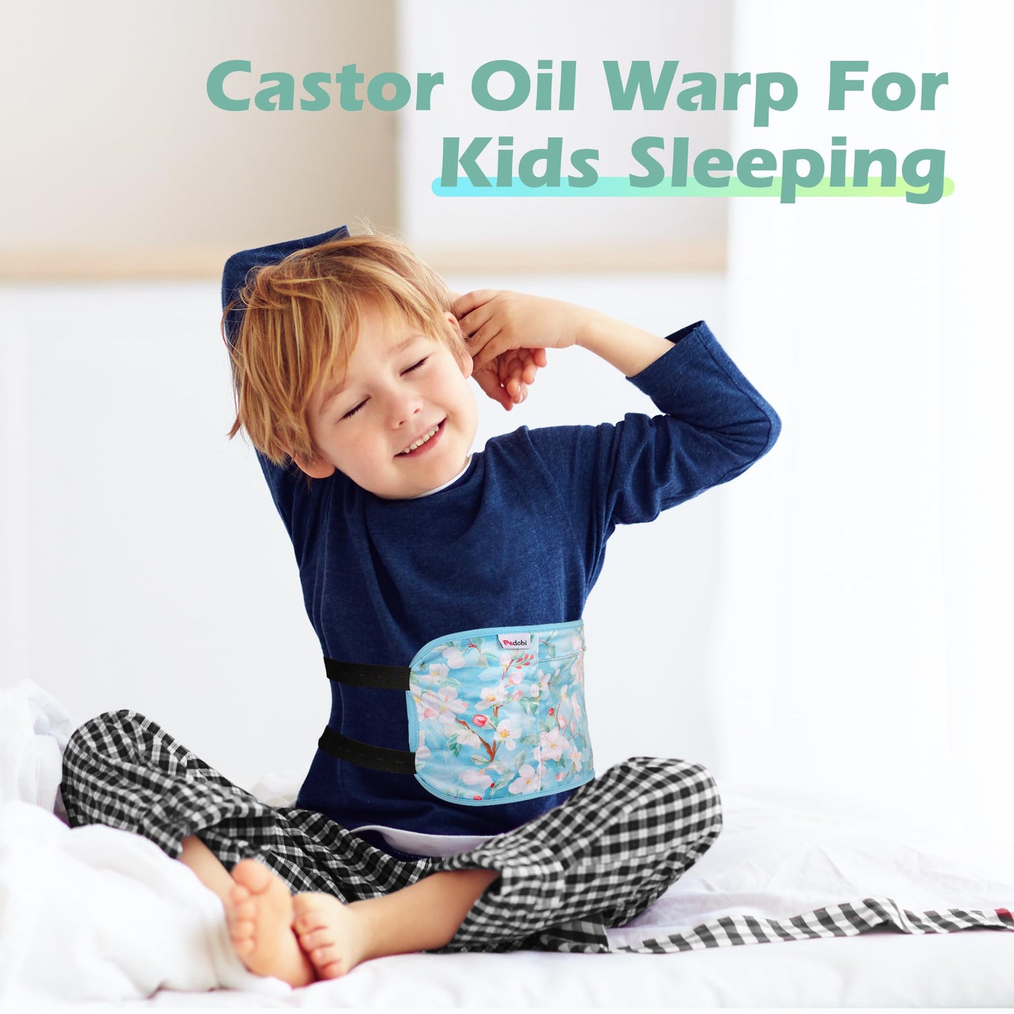 Pedobi 2 Pack Castor Oil Pack Wrap for Kids | Reusable Organic Cotton Pads โ Flowers