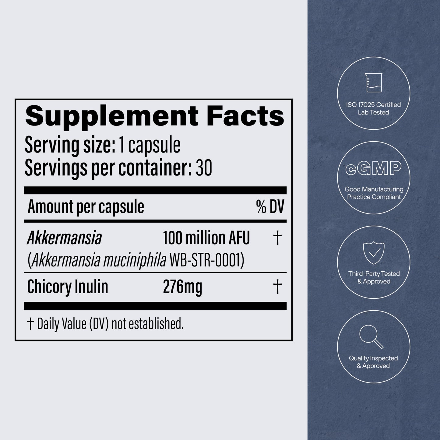 Pendulum Akkermansia Probiotic with Prebiotic Fiber β 100M AFU, Delayed Release, 30 Capsules