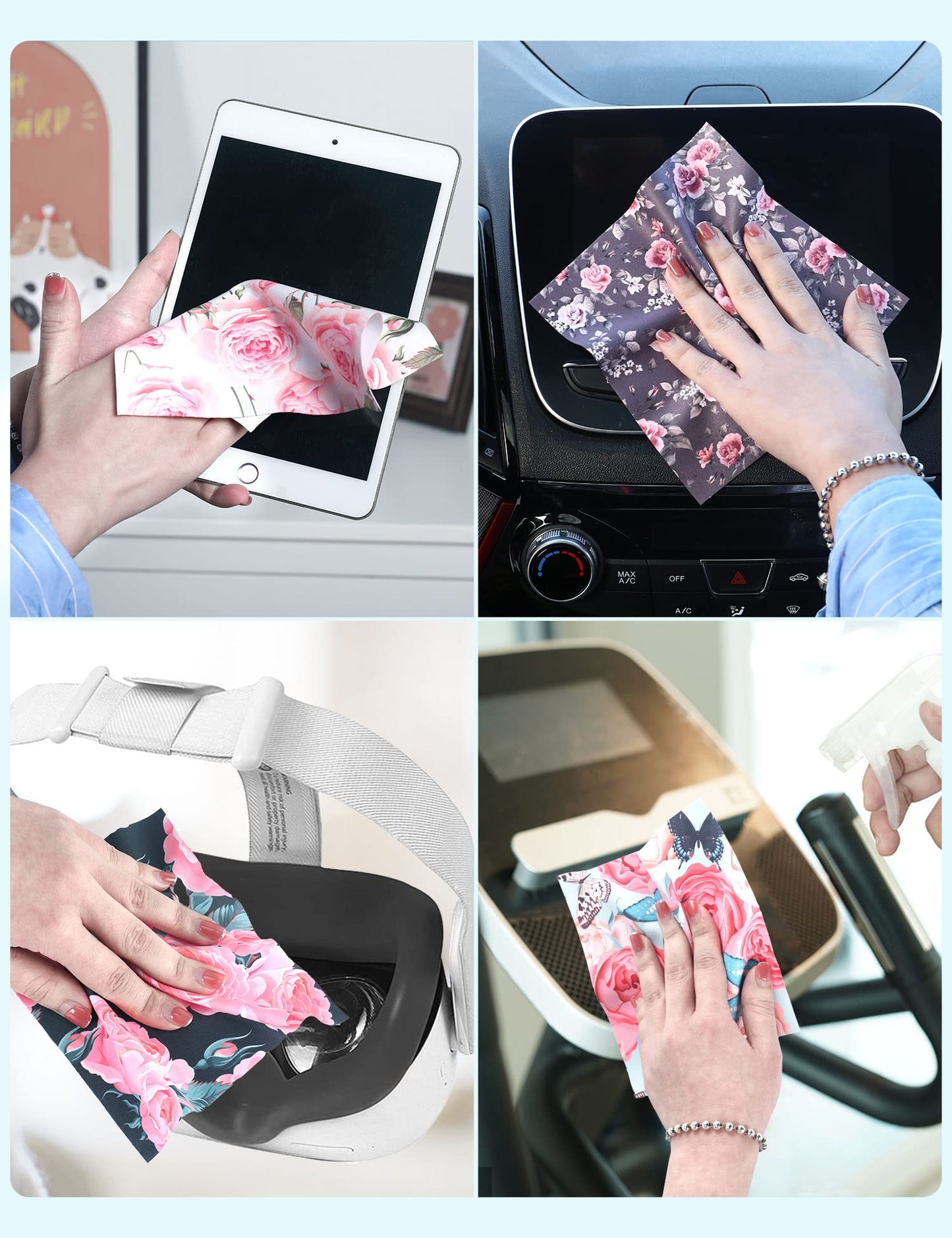 6PCS Thickened Glasses Cleaning Cloths โ Floral Microfiber Wipes (Peony)