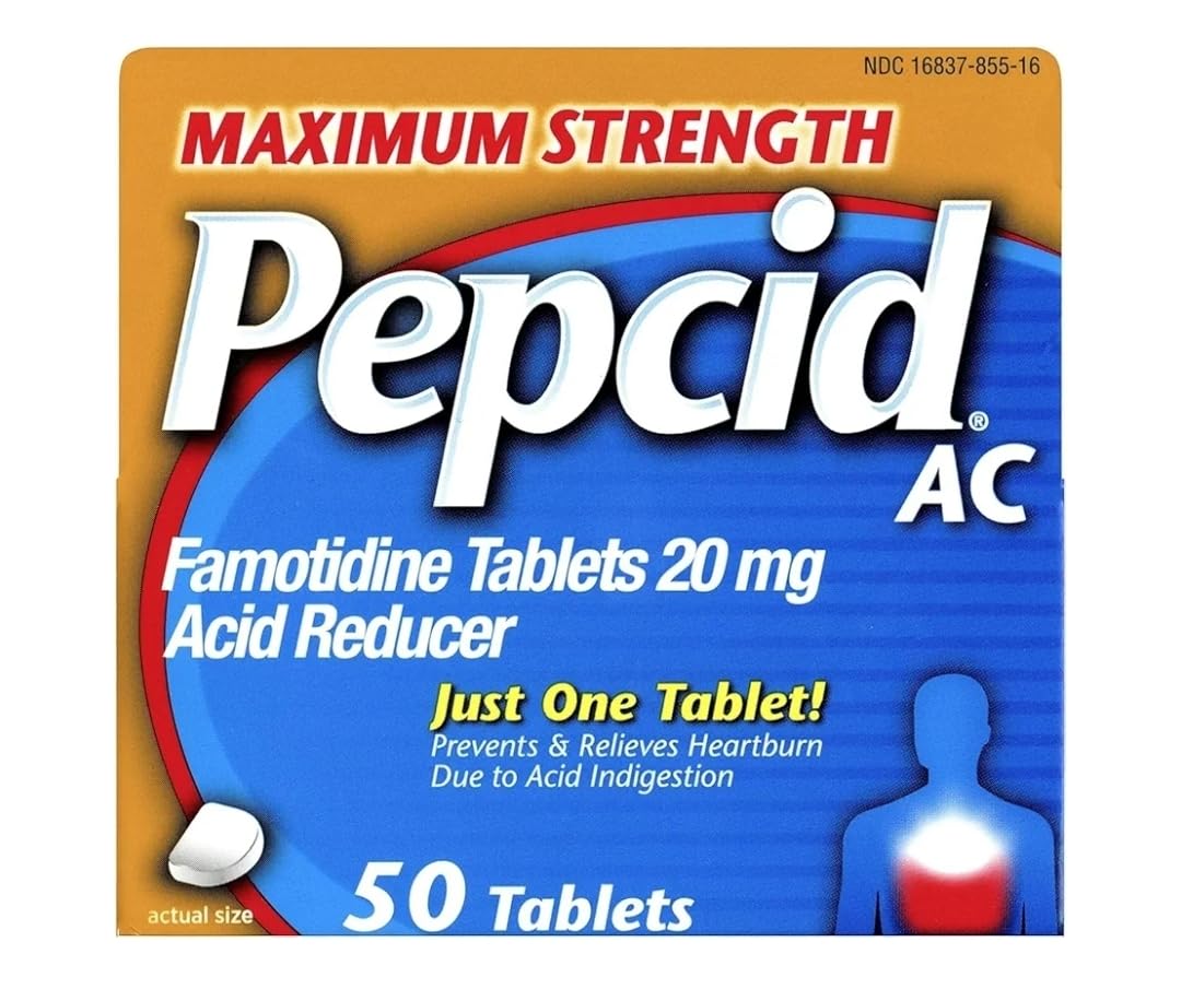 Pepcid AC Maximum Strength Tablets, 100 Count ā Acid Reducer for Heartburn