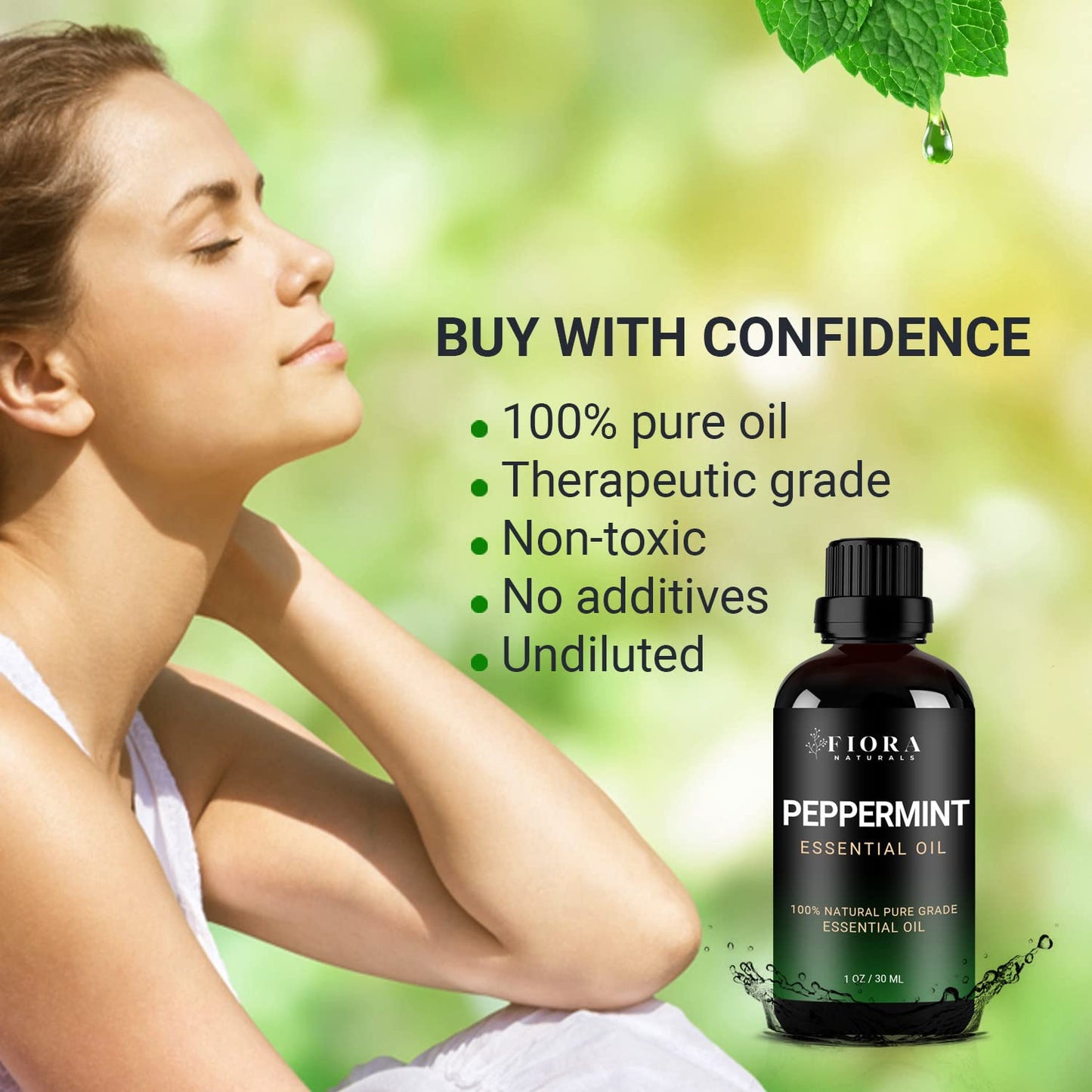 Peppermint Essential Oil by Fiora Naturals โ 100% Pure Mentha Piperita for Hair Growth, Skin & Diffuser
