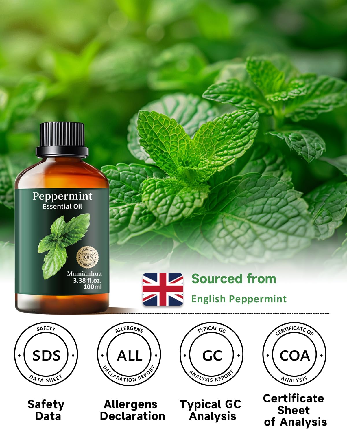 Peppermint Essential Oil โ Pure Natural Peppermint Oil for Diffuser, Aromatherapy (3.38 fl oz)