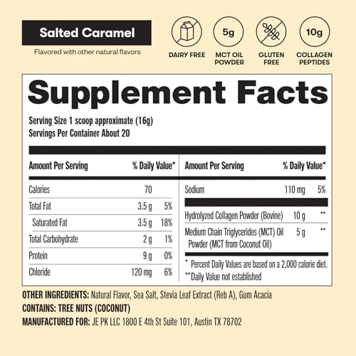 Perfect Keto Collagen Peptides with MCT Oil β Salted Caramel, Low Carb & Gluten Free