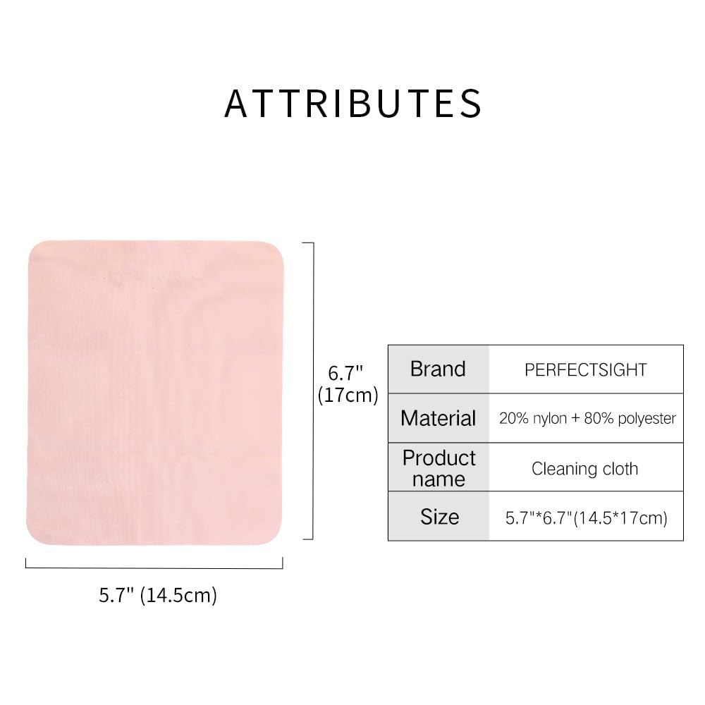 PERFECTSIGHT Microfiber Cleaning Cloth โ 6 Pack (5.7x6.7 in) Pink, Safe for Coated Lenses