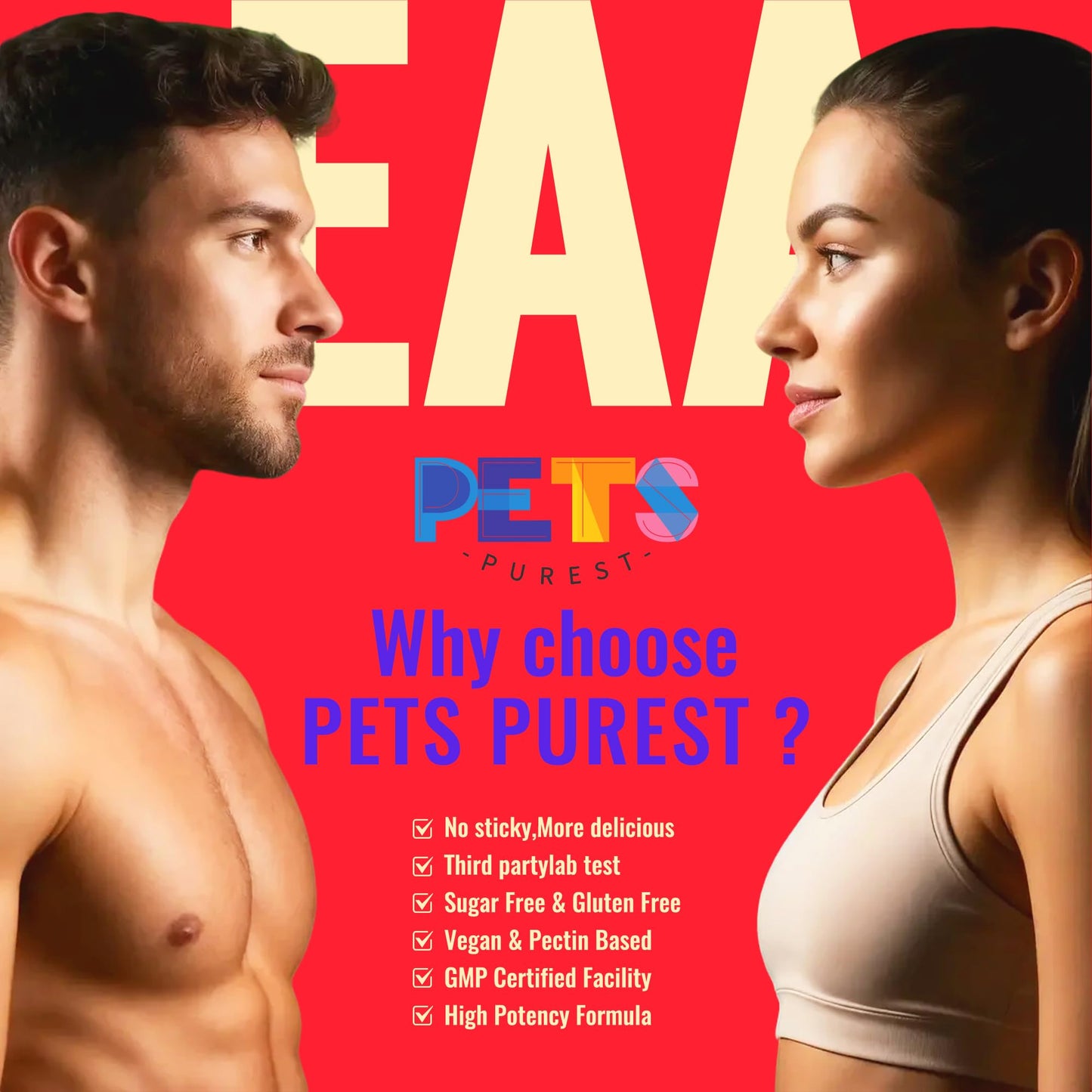 Pets Purest EAA Gummies 120 Strawberry โ All 9 EAAs & BCAAs