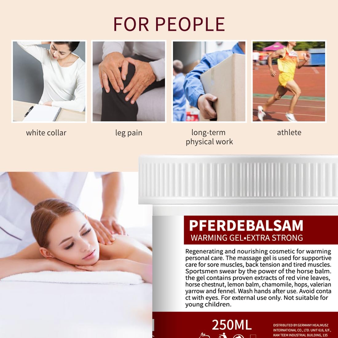 Pferdebalsam Horse Balm Gel β Extra Strength Warming Massage Gel 8.8 oz for Joint & Muscle Support