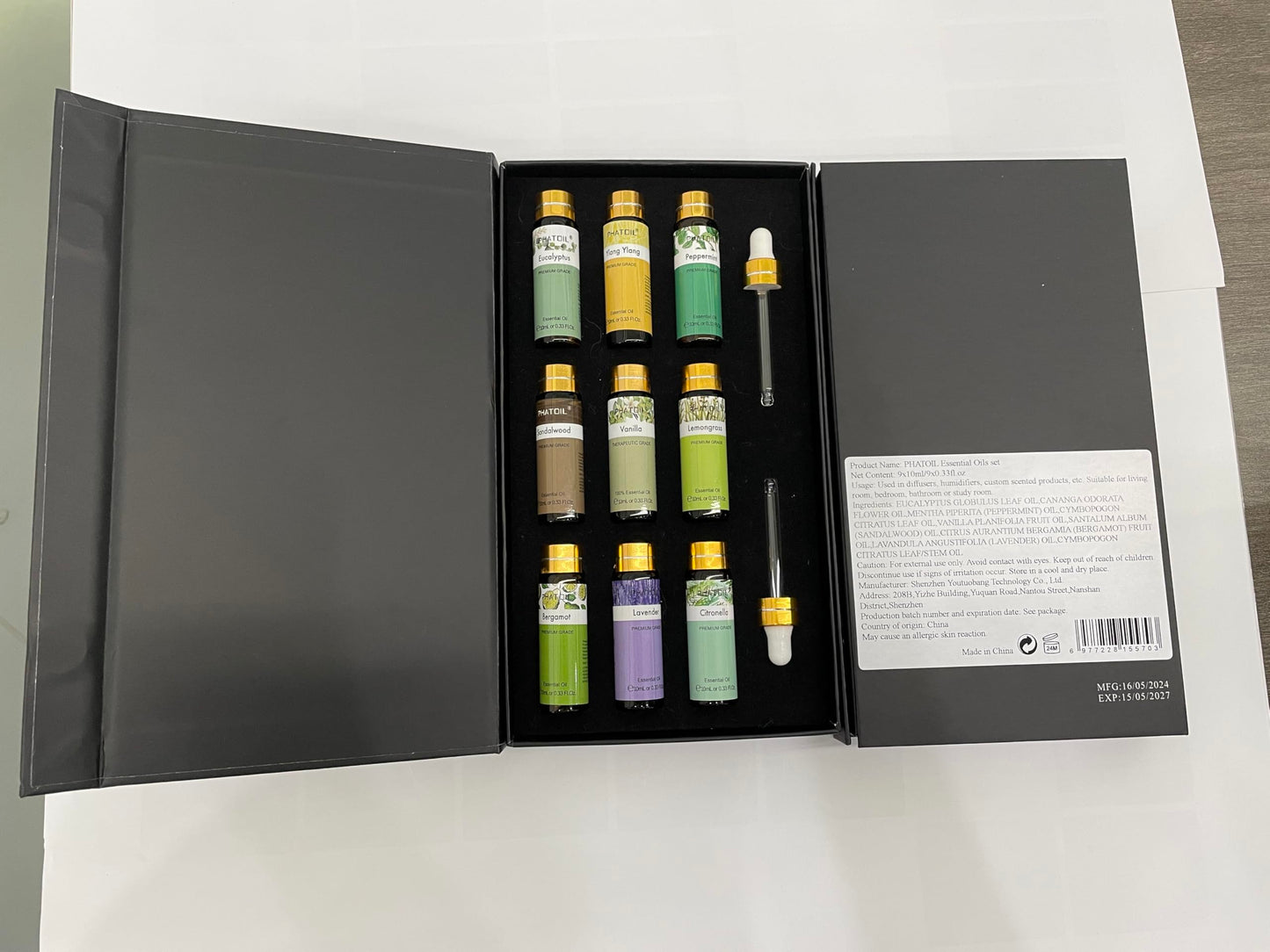 PHATOIL 9PCS Premium Essential Oils Set โ 10ml for Diffusers, Soap & Candles