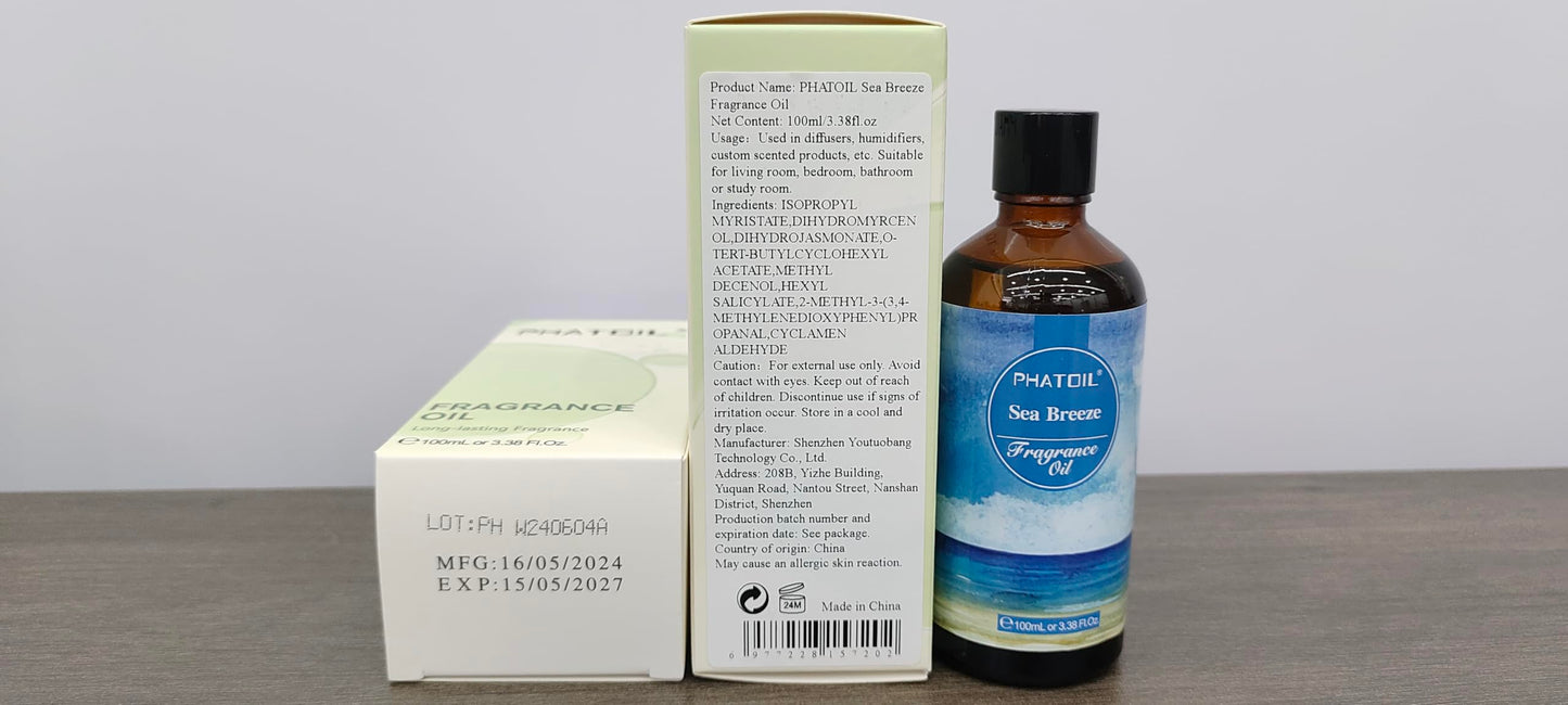 PHATOIL Sea Breeze Fragrance Oil โ 100ml | Aromatherapy, Diffusers, DIY Candles & Soaps