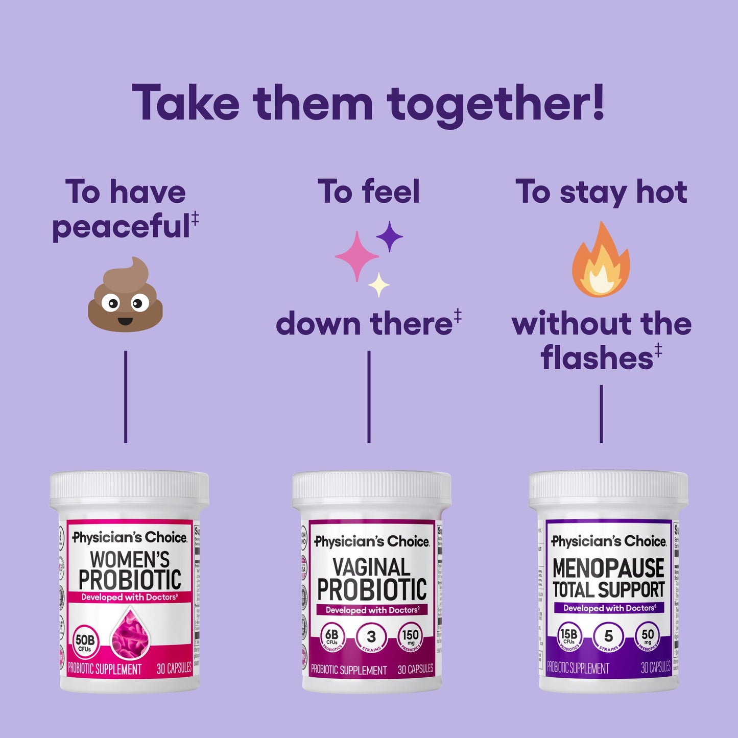 Physician's CHOICE Menopause Probiotic Supplement โ Hormone Balance, Hot Flashes & Gut Health (60ct)