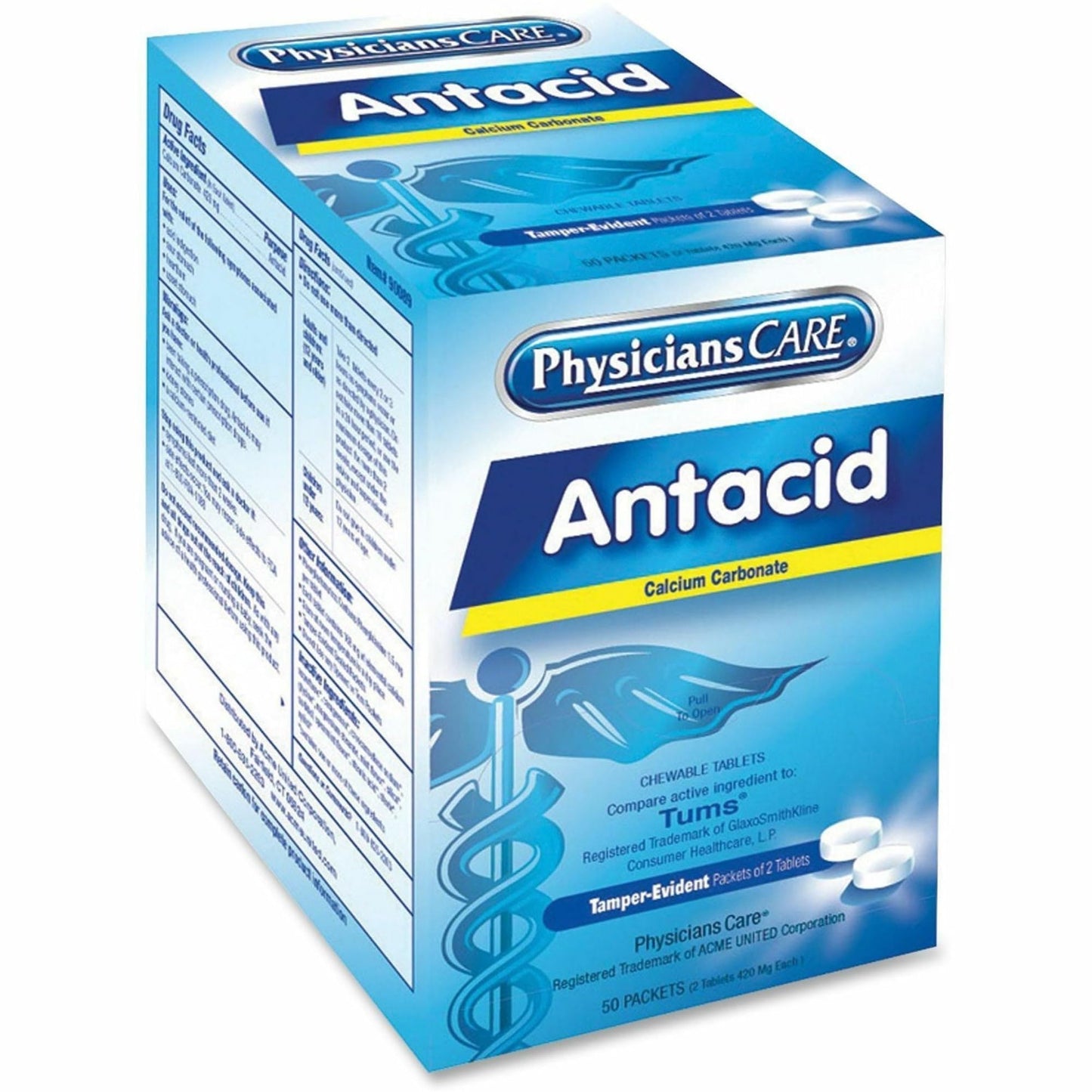 PhysiciansCare Antacid Heartburn Medication β 50 Doses (Two Tablets, 420 mg)