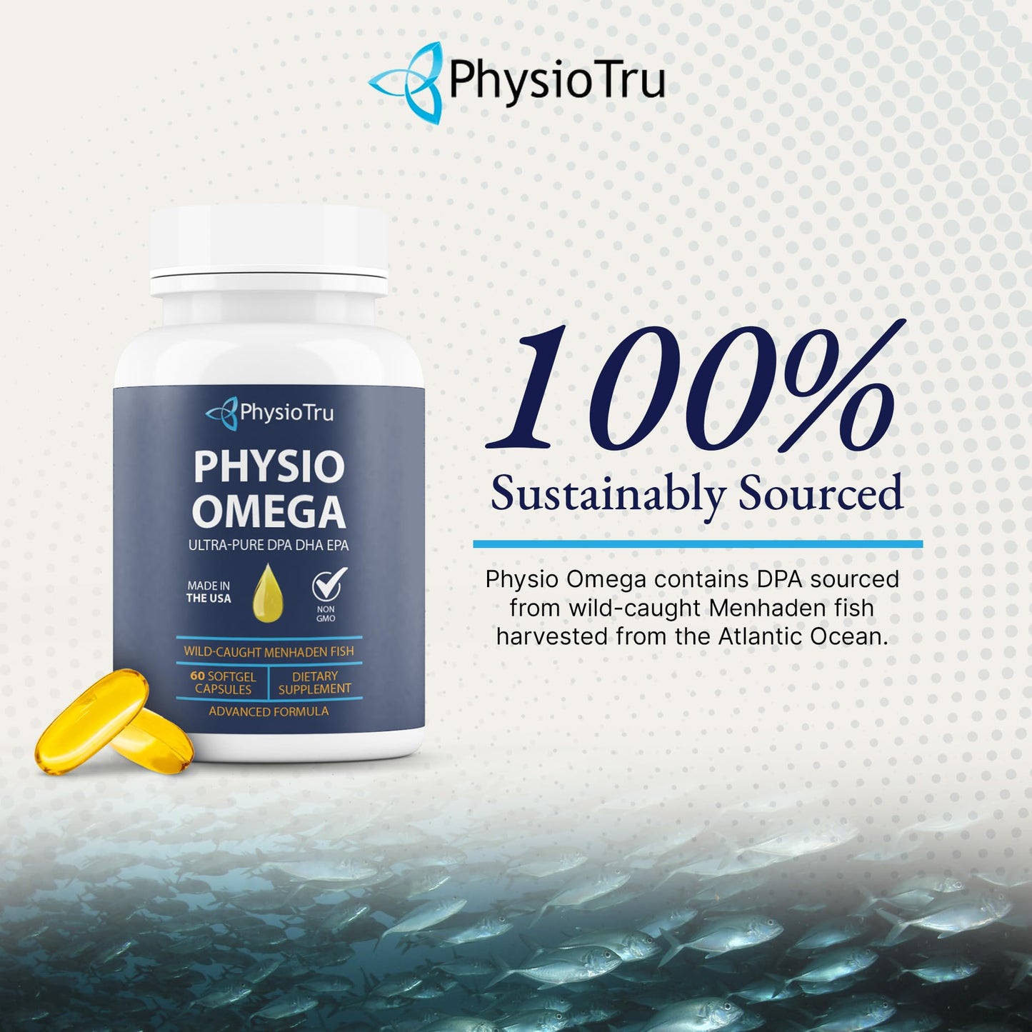 PhysioTru Physio Omega 2400mg Fish Oil โ Burpless Omega-3 (EPA, DHA, DPA)