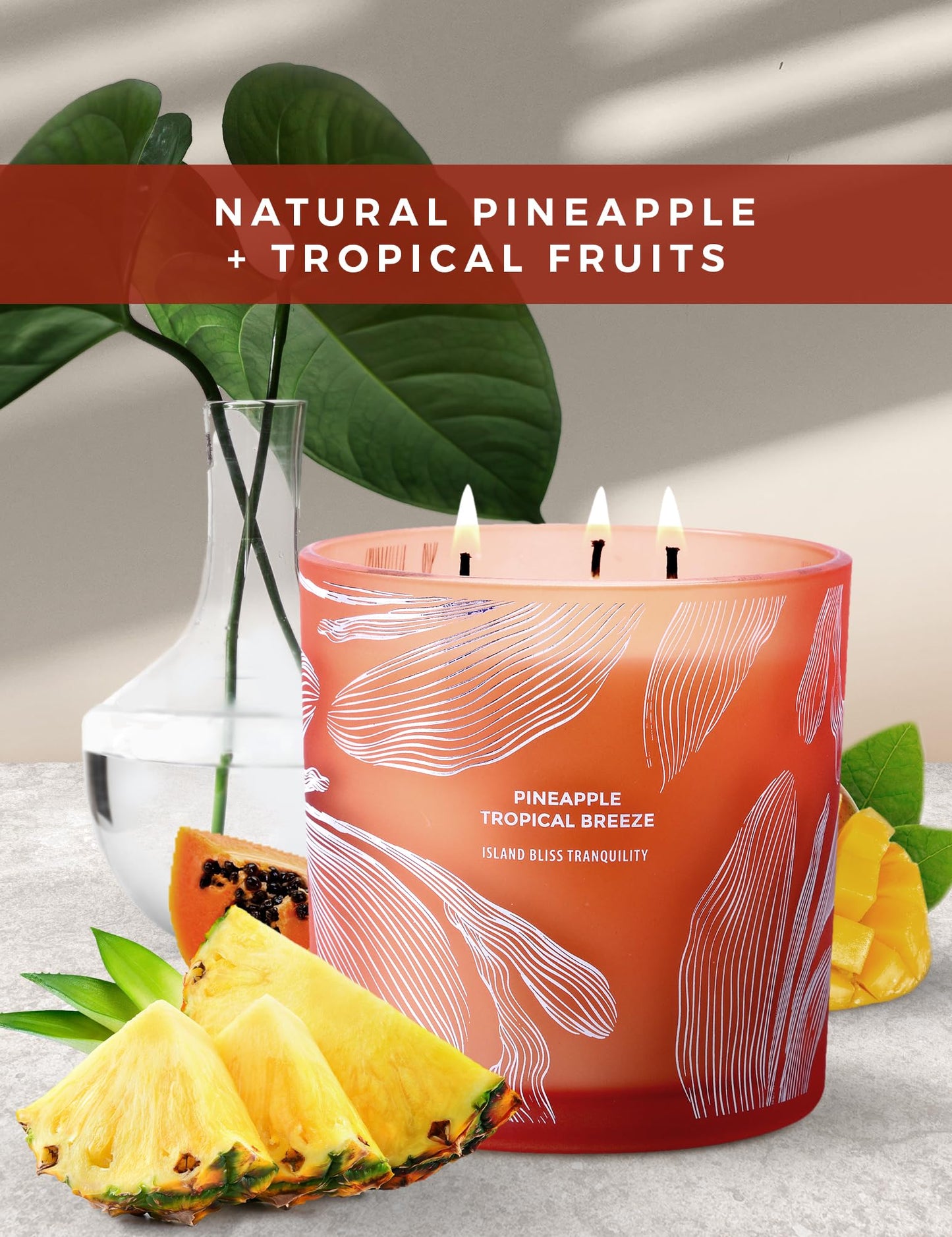 Pineapple Tropical Breeze Soy Candle โ 14.5 oz, 3-Wick, Pineapple Paradise