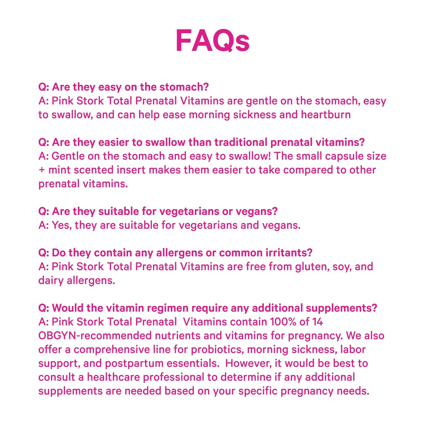 Pink Stork Total Prenatal Vitamins for Women โ DHA, Folate & Iron (60 Count) | Doctor-Formulated