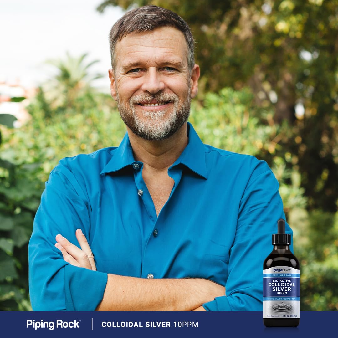 Piping Rock Colloidal Silver Drops 10 ppm, 4 oz | Pack of 2 | Bio Active Premium Grade