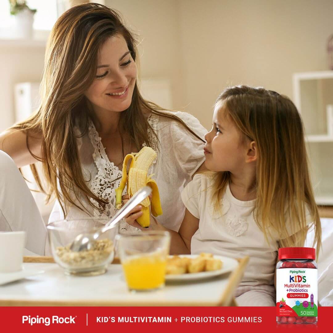 Piping Rock Kid's Multivitamin & Probiotic Gummies โ Berry Punch, 50 Gummies | Vegetarian, Non-GMO, Gluten Free