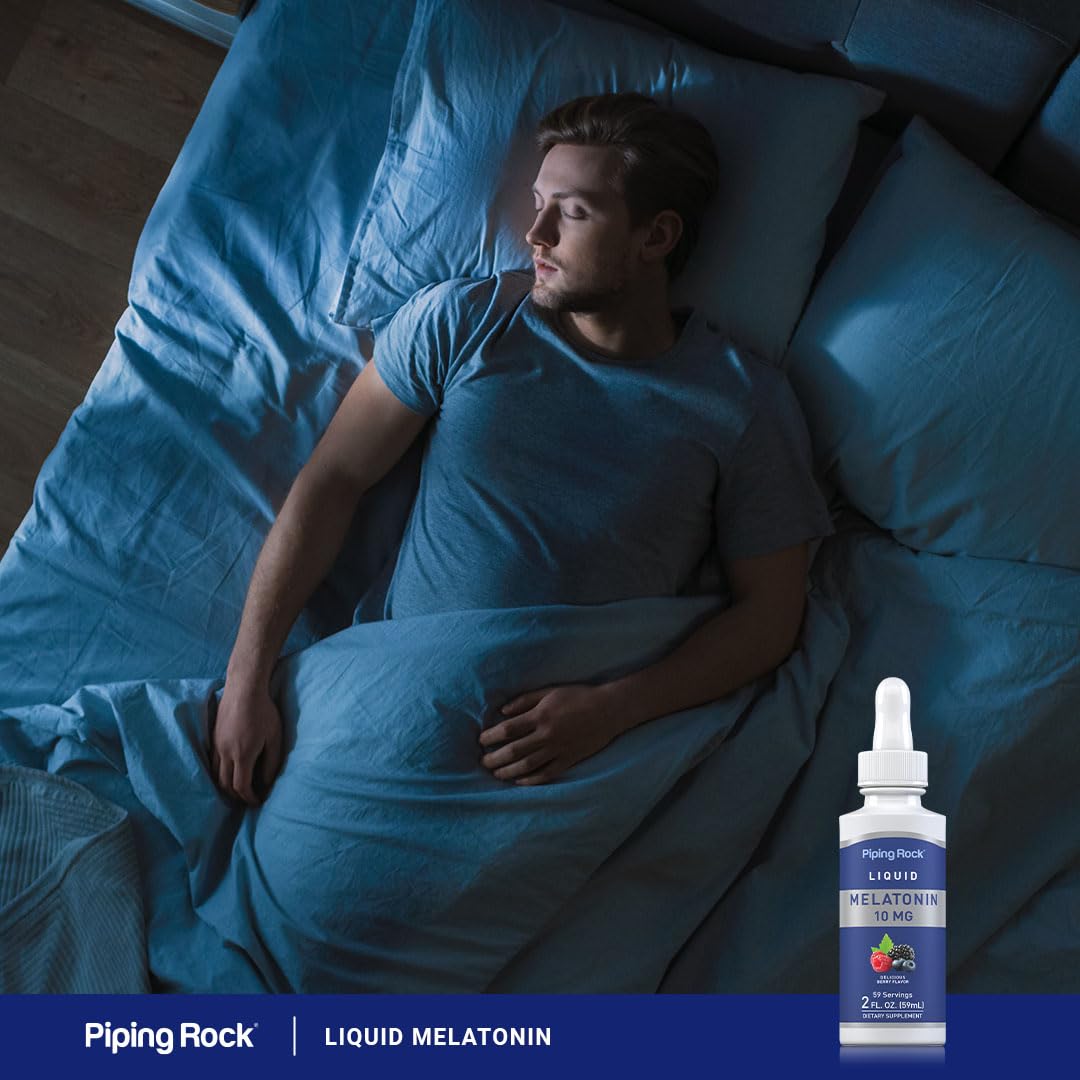 Piping Rock Liquid Melatonin 10mg โ Berry Flavor Drops, 2oz | Non-GMO, Gluten Free