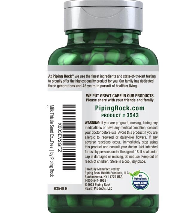 Piping Rock Milk Thistle 3000mg โ 200 Capsules (Non-GMO, Gluten Free)