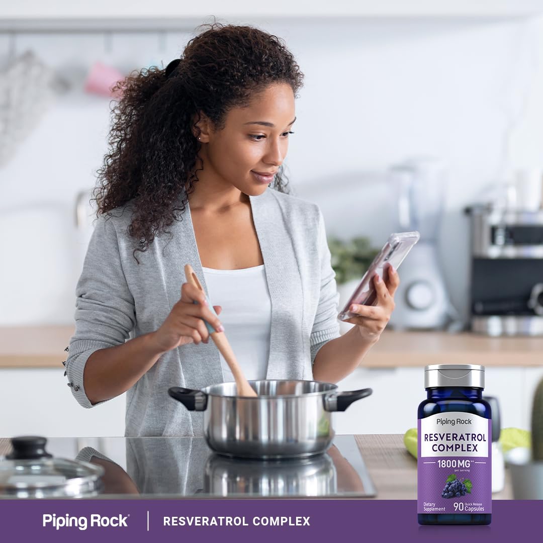 Piping Rock Resveratrol Complex 1800 mg | 90 Capsules | Ultra Potent | Non-GMO, Gluten Free Supplement (Pack of 2)
