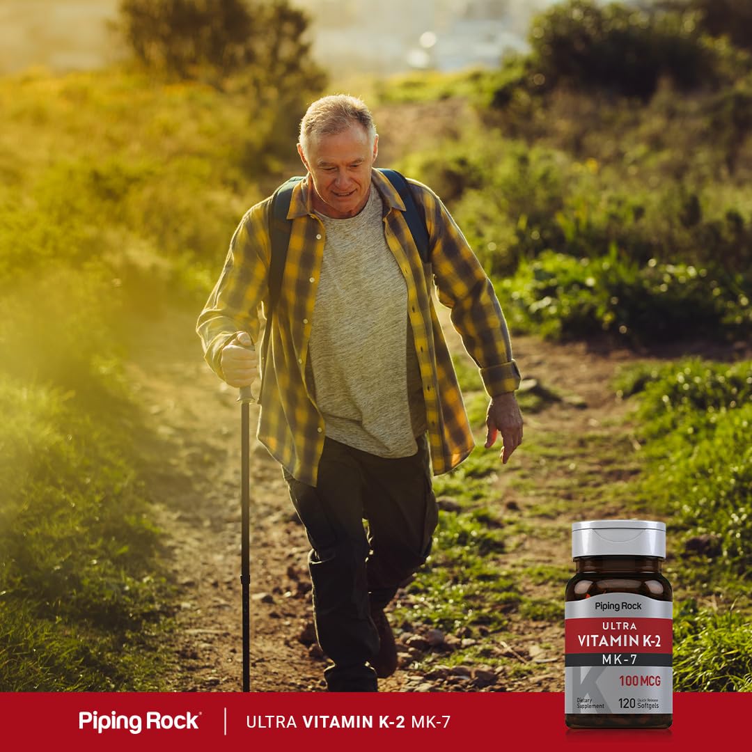 Piping Rock Vitamin K2 MK7 100 mcg - 120 Softgels (Pack of 2) | Non-GMO Gluten Free
