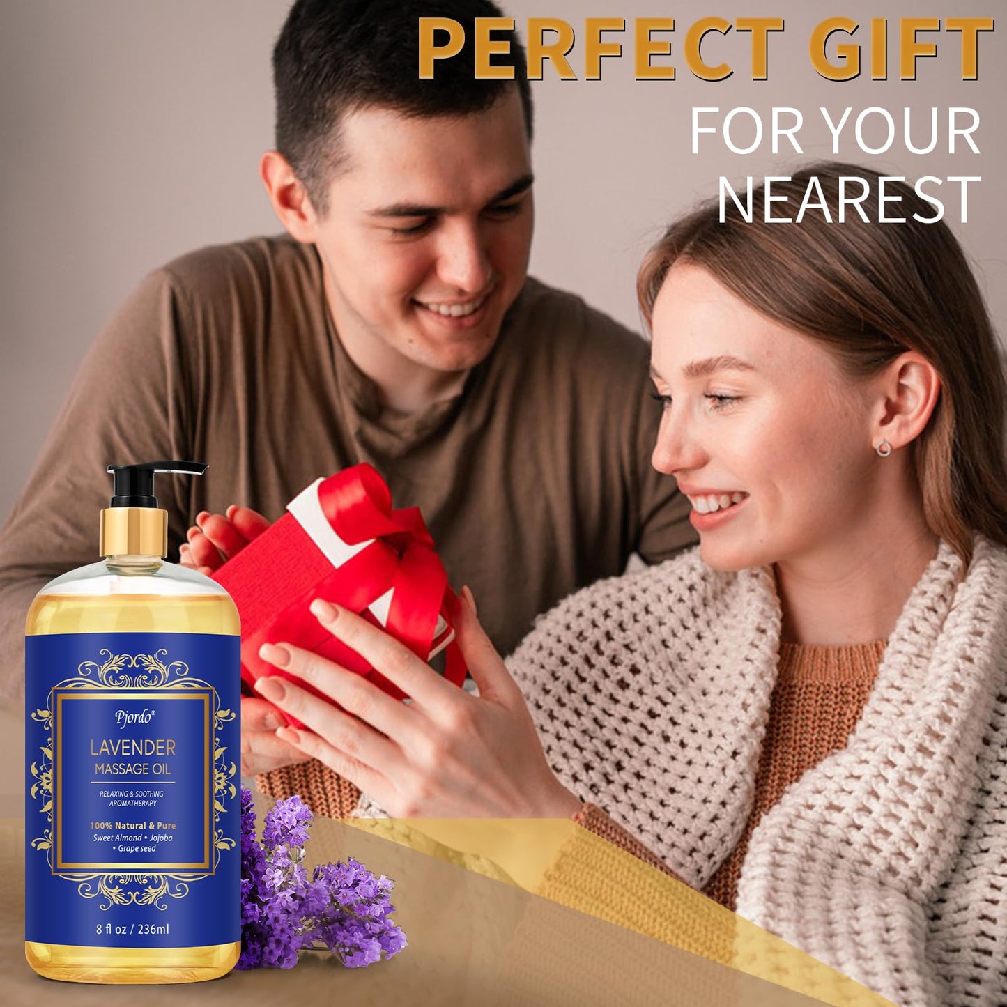 Pjordo Lavender Massage Oil โ Calming, Non-Sticky, Jojoba & Sweet Almond