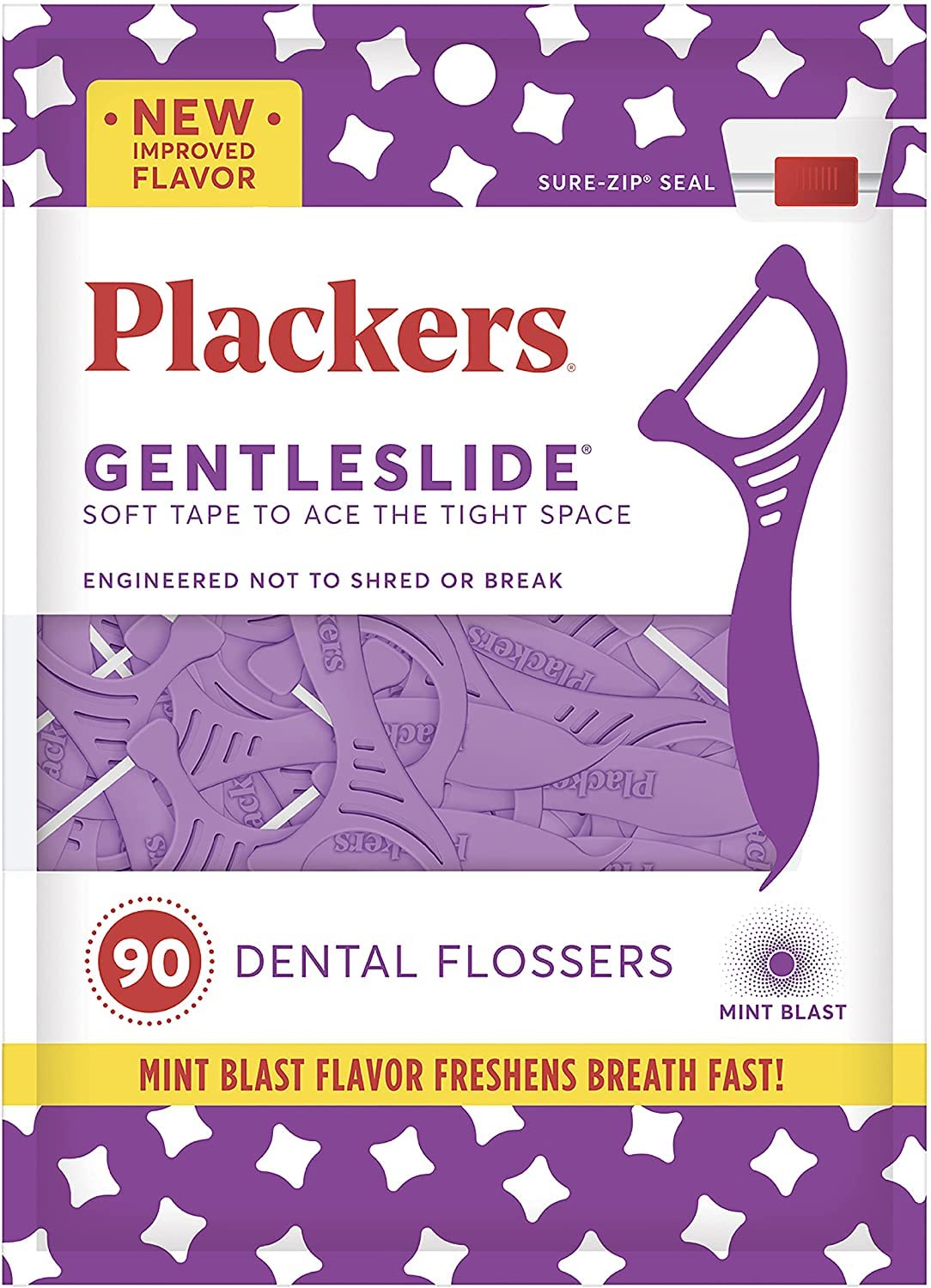 PLACKERS Gentleslide Dentla Flossers for Tight Teeth โ 90 ea (Pack of 2)
