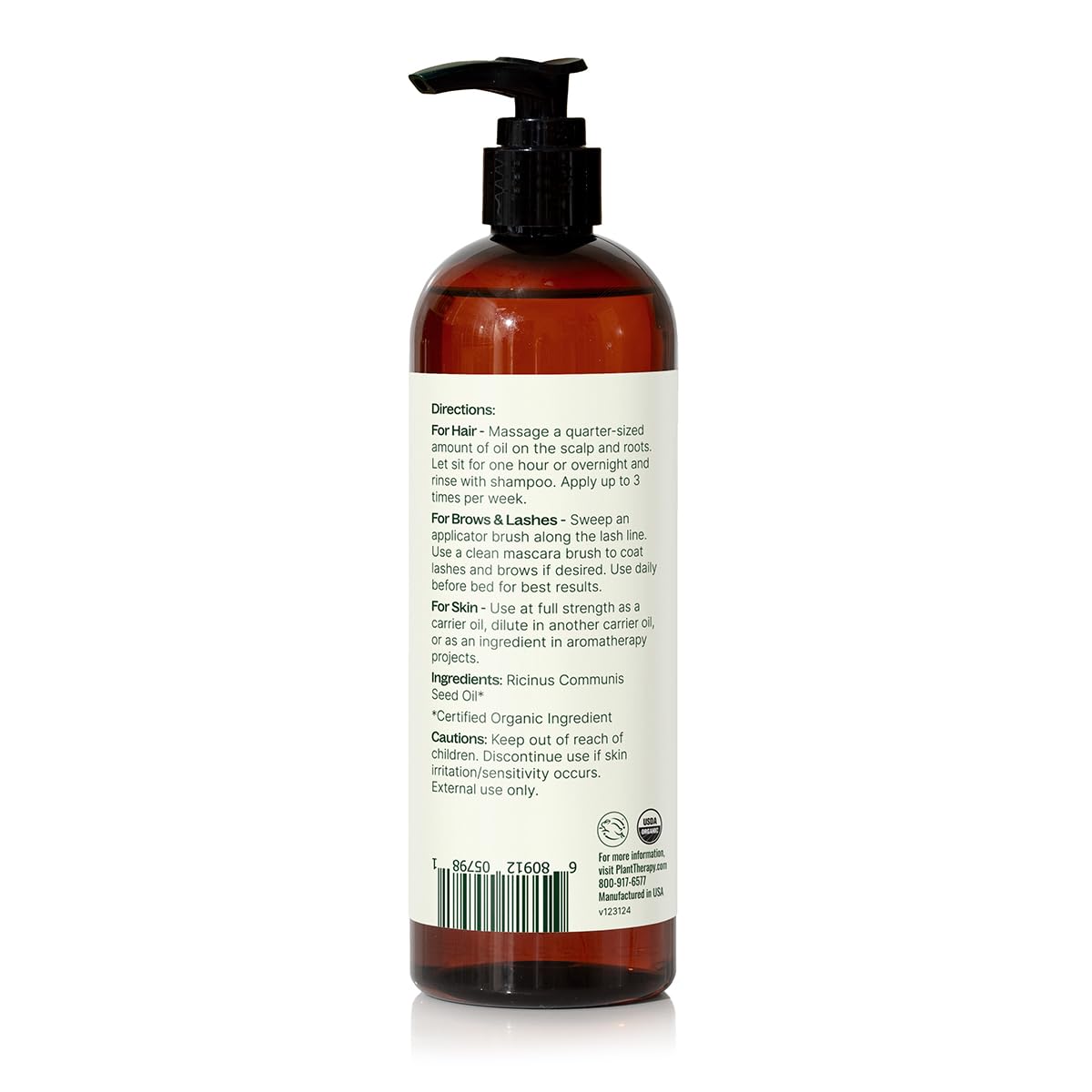 Plant Therapy Castor Oil โ USDA Organic, Cold-Pressed, Hexane-Free, 16 oz