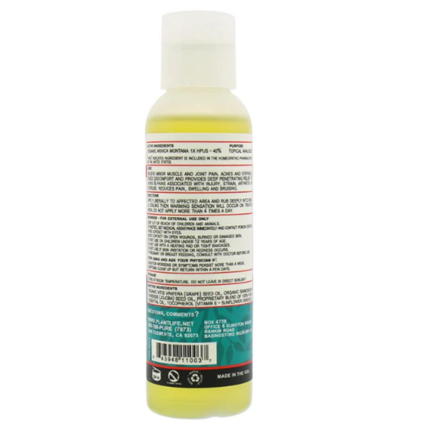 Plantlife Arnica Relieve Oil โ Homeopathic Relief for Everyday Use, Made in California