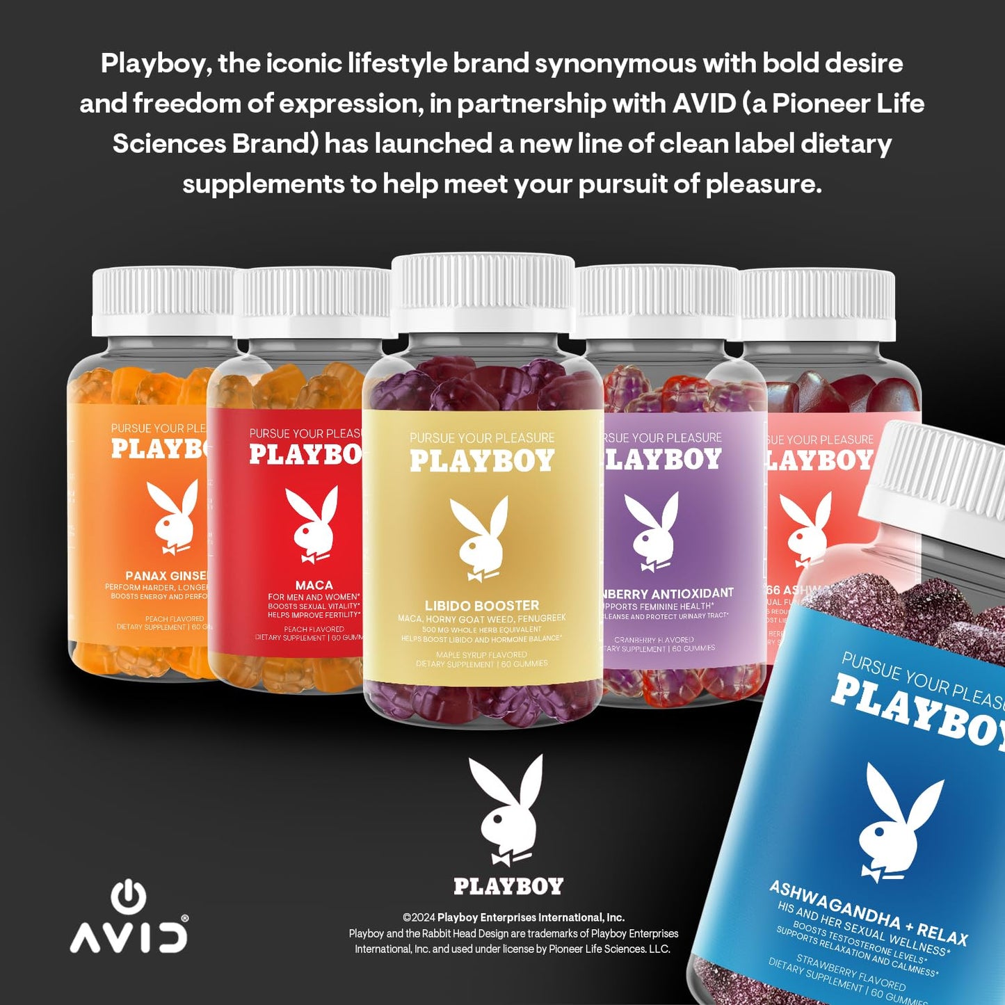 Playboy Ashwagandha + Relax Gummies β 60 Count Strawberry, Vegan, Non-GMO