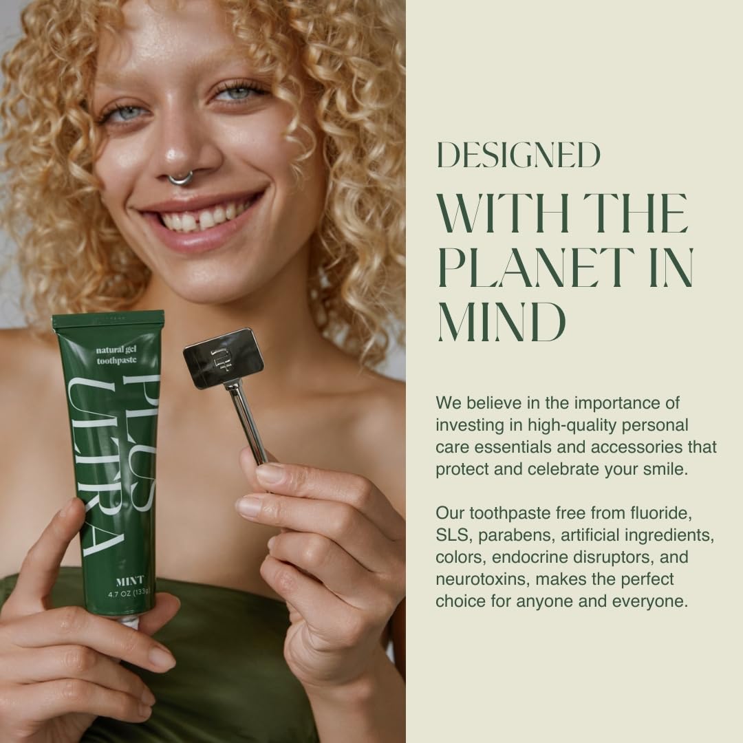 Plus Ultra 2 Organic Fluoride-Free Gel Toothpaste in Aluminum Tube | Eco-Friendly, SLS Free